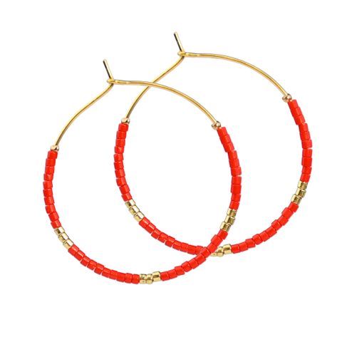 1 Pair Vacation Simple Style Classic Style Circle Plating Beaded Alloy Earrings