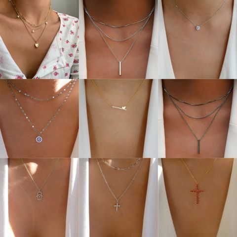 Basic Classic Style Cross Star Heart Shape Alloy Women's Necklace