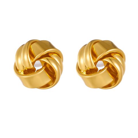 1 Pair Simple Style Solid Color Plating Copper Gold Plated Ear Studs
