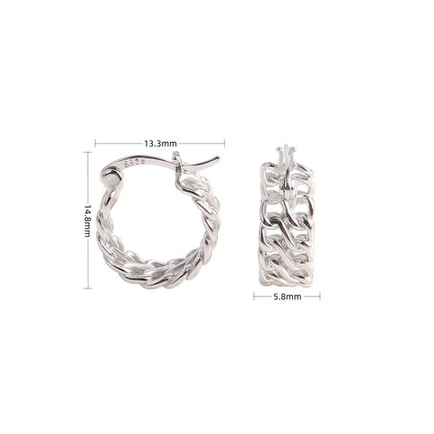 1 Pair Streetwear Waves Plating Mesh Sterling Silver Hoop Earrings
