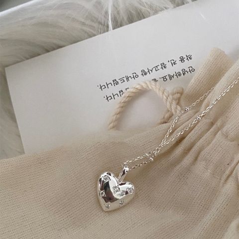 Sweet Heart Shape Sterling Silver Zircon Pendant Necklace In Bulk