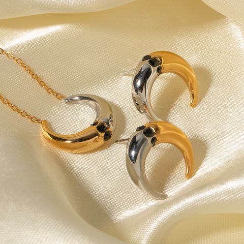 Ig Style Horns Stainless Steel Plating 18k Gold Plated Earrings Necklace