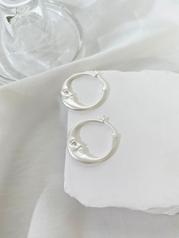 1 Pair Elegant Moon Plating Copper 14k Gold Plated Hoop Earrings