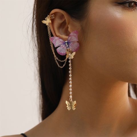 Wholesale Jewelry Fairy Style Sweet Butterfly Alloy Tassel Ear Cuffs