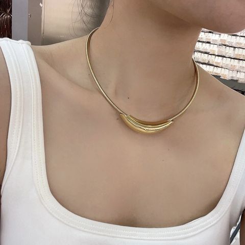 Titanium Steel 18K Gold Plated Glam Luxurious Solid Color Plating Solid Color Choker