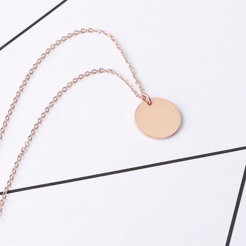 Stainless Steel 18K Gold Plated Simple Style Polishing Round None Pendant Necklace