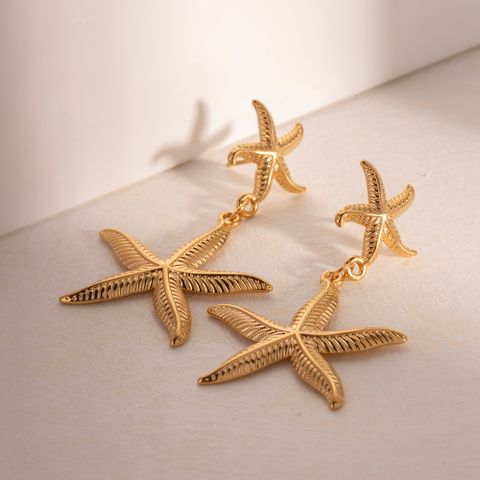 1 Pair Ig Style Simple Style Starfish Plating Stainless Steel 18k Gold Plated Drop Earrings