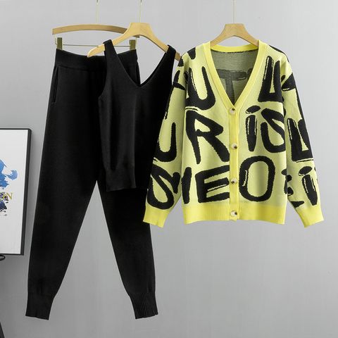 Daily Women's Casual Letter Polyester Pants Sets Pants Sets