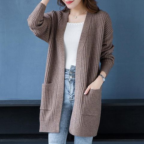 Women's Knitwear Long Sleeve Sweaters & Cardigans Casual Solid Color