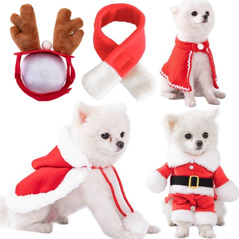 Pet Clothes Christmas Cloak Dress Up Cat Scarf And Hat Small Dog Cloak Corgi Dog Christmas Clothes Wholesale