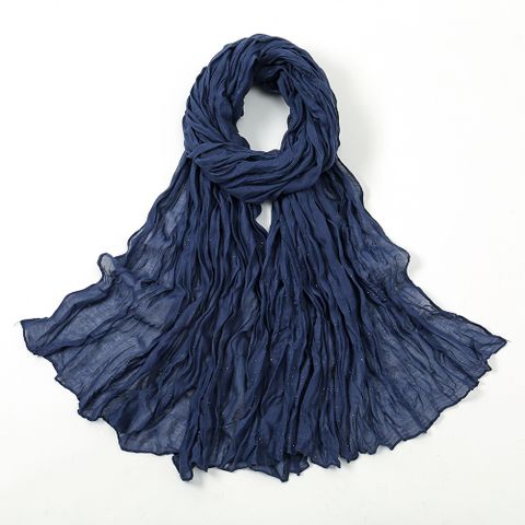 Women's Simple Style Solid Color Voile Polyester Scarf Shawl