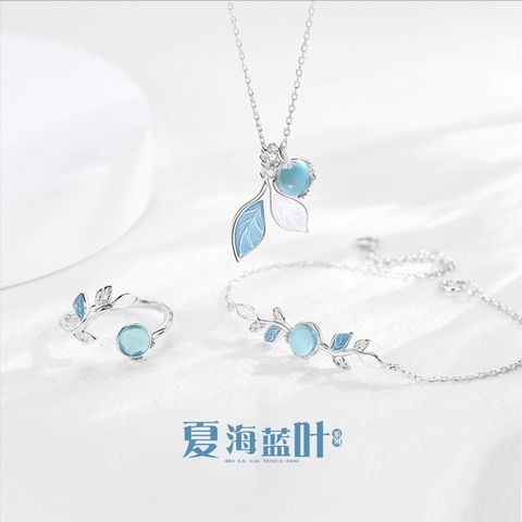 Casual Elegant Sweet Leaf Copper Plating Inlay Artificial Gemstones Rings Bracelets Necklace