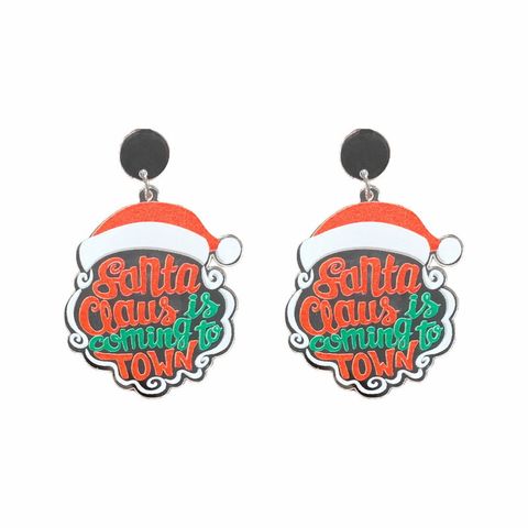 1 Pair Cute Streetwear Cartoon Character Christmas Tree Letter Arylic Drop Earrings