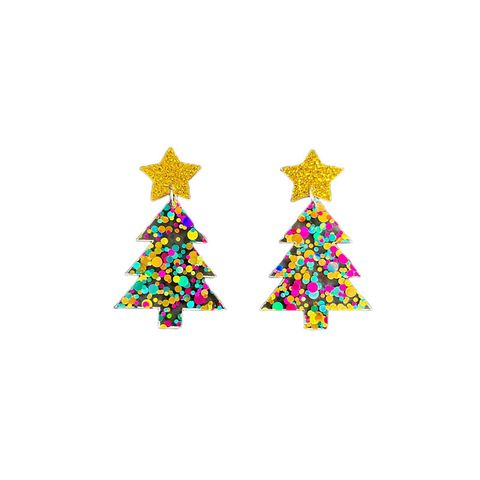 1 Pair Cute Streetwear Cartoon Character Christmas Tree Letter Arylic Drop Earrings