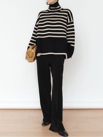 Women's Sweater Long Sleeve Sweaters & Cardigans Casual Stripe