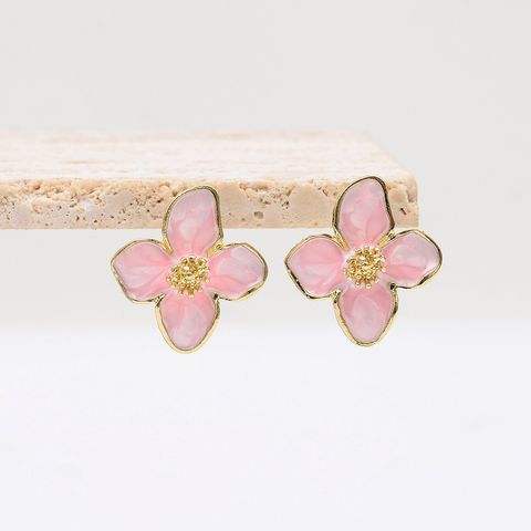 1 Pair Luxurious Sweet Artistic Petal Enamel Alloy Ear Studs