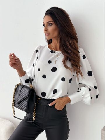 Women's Blouse Long Sleeve Blouses Printing Elegant Polka Dots