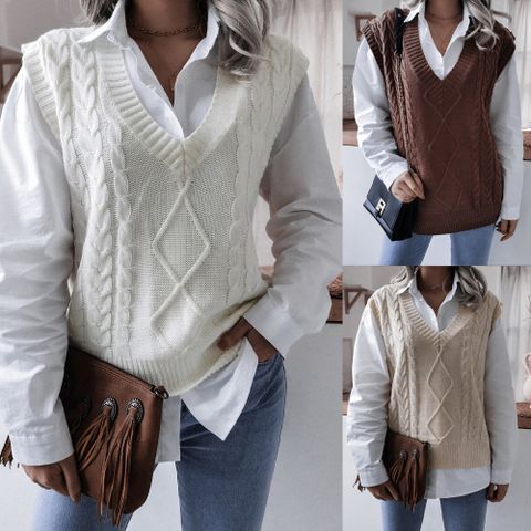 Women's Sweater Sleeveless Sweaters & Cardigans Casual Solid Color