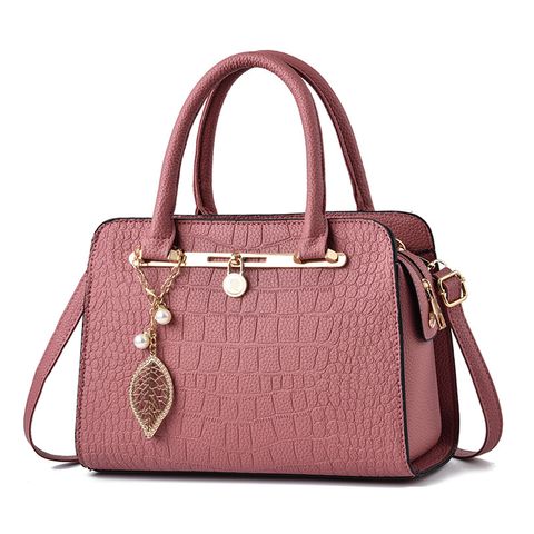 Women's Large All Seasons Pu Leather Solid Color Streetwear Square Zipper Handbag