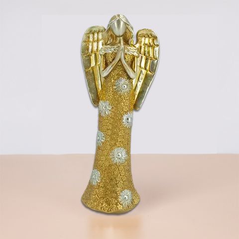 Fashion Gorgeous Golden Heart-hugging Angel Statue Ornaments Resin Crafts