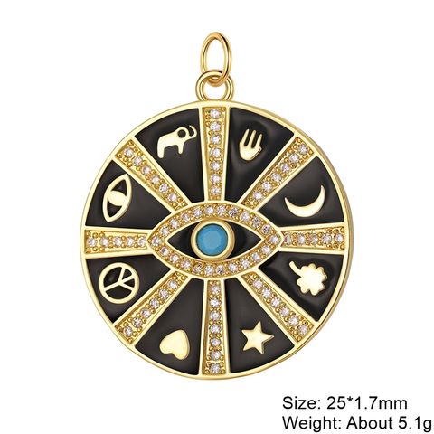 Classic Style Round Copper Plating Inlay Zircon 18k Gold Plated Jewelry Accessories