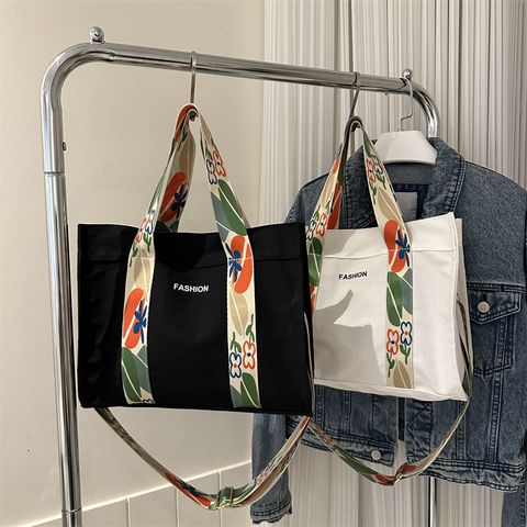 Women's All Seasons Canvas Plant Vacation Square Magnetic Buckle Shoulder Bag Handbag