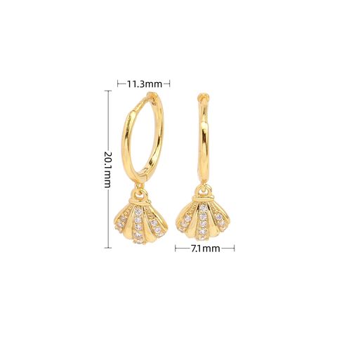 1 Pair Ig Style Shell Plating Inlay Sterling Silver Zircon White Gold Plated Gold Plated Drop Earrings