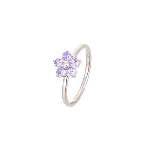 Sweet Simple Style Flower Stainless Steel Plating Inlay Zircon White Gold Plated Gold Plated Rings