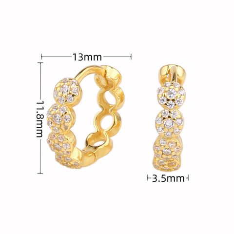 1 Pair Simple Style Round Plating Inlay Sterling Silver Zircon White Gold Plated Gold Plated Earrings