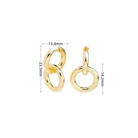 1 Pair Simple Style Circle Plating Sterling Silver White Gold Plated Gold Plated Drop Earrings