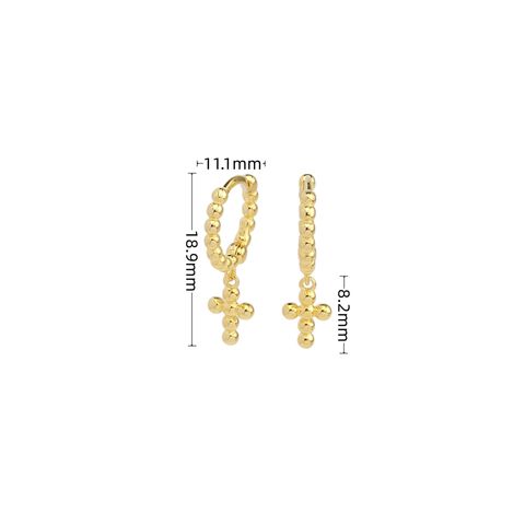 1 Pair Simple Style Cross Plating Sterling Silver White Gold Plated Gold Plated Drop Earrings