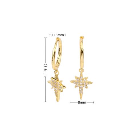 1 Pair Commute Star Plating Inlay Sterling Silver Zircon White Gold Plated Gold Plated Earrings
