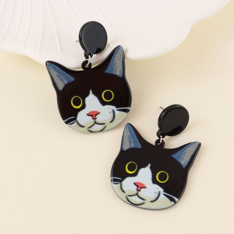 1 Pair Lady Cat Resin Drop Earrings