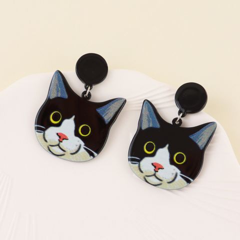 1 Pair Lady Cat Resin Drop Earrings