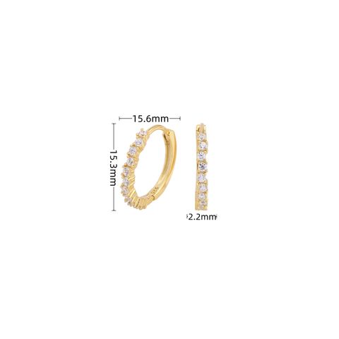 1 Pair Simple Style Round Plating Inlay Sterling Silver Zircon Gold Plated Earrings