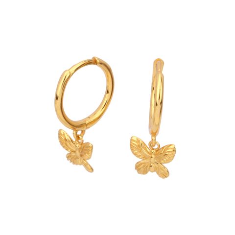 1 Pair Sweet Butterfly Plating Inlay Sterling Silver Zircon Gold Plated Earrings