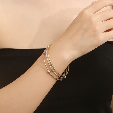 Simple Style Streetwear Solid Color Stainless Steel 18K Gold Plated Bangle In Bulk