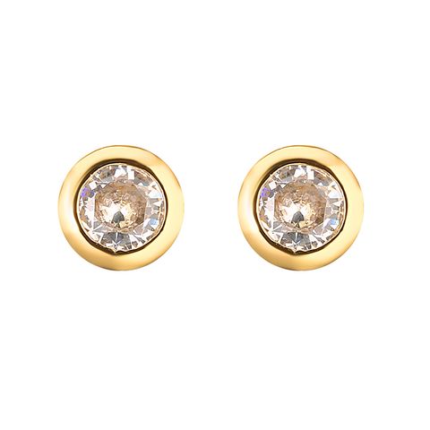1 Pair Casual Elegant Simple Style Triangle Round Dots Heart Shape Plating Inlay Copper Zircon 18k Gold Plated Ear Studs