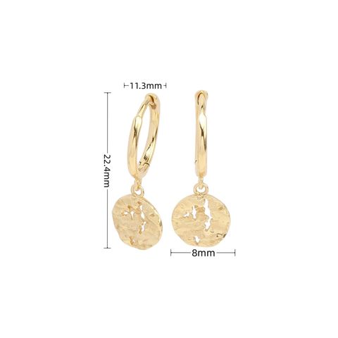 1 Pair Modern Style Solid Color Plating Pleated Sterling Silver Gold Plated Earrings
