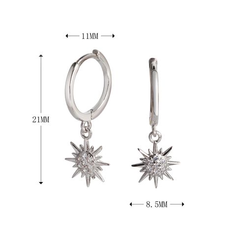 1 Pair Simple Style Commute Star Inlay Sterling Silver Zircon Drop Earrings