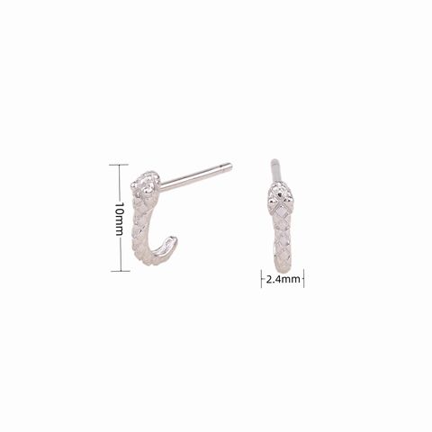 1 Pair Simple Style Snake Plating Sterling Silver Gold Plated Ear Studs
