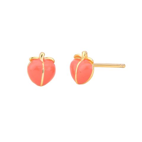 1 Pair Simple Style Peach Epoxy Sterling Silver Ear Studs
