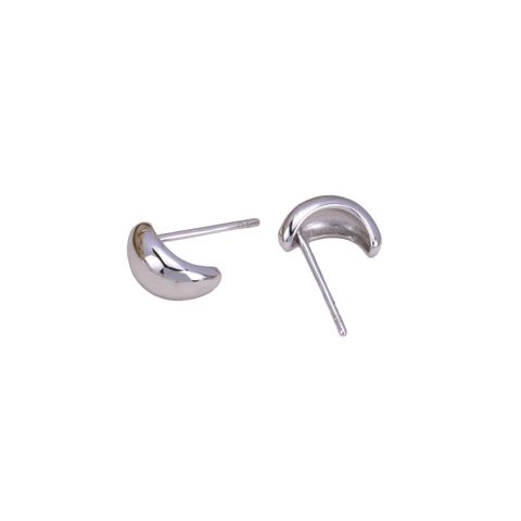 1 Pair Simple Style Solid Color Plating Sterling Silver Gold Plated Ear Studs
