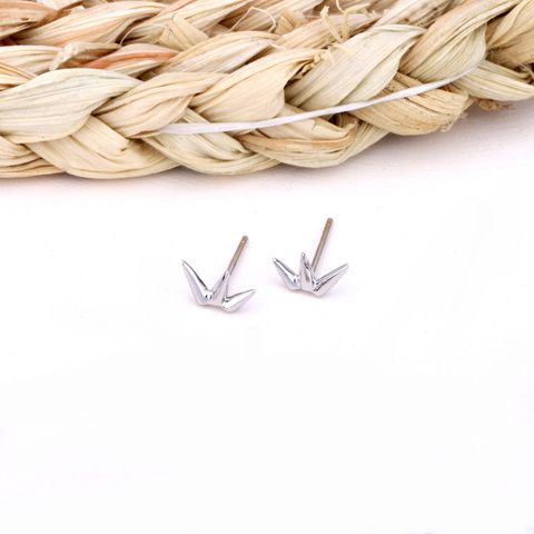 1 Pair Simple Style Leaf Plating Sterling Silver Gold Plated Ear Studs