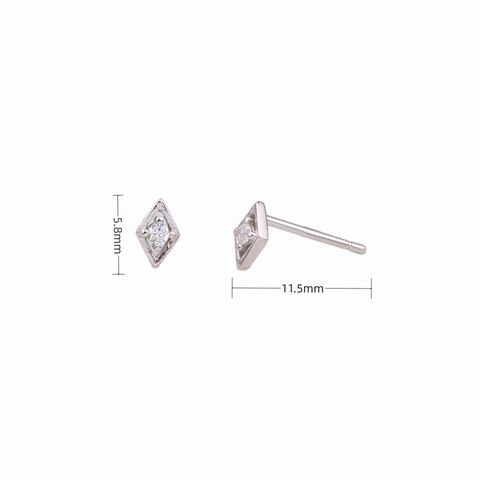 1 Pair Simple Style Rhombus Inlay Sterling Silver Artificial Diamond Ear Studs