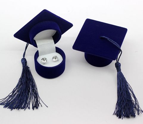 Preppy Style Doctoral Cap Flocking Jewelry Boxes