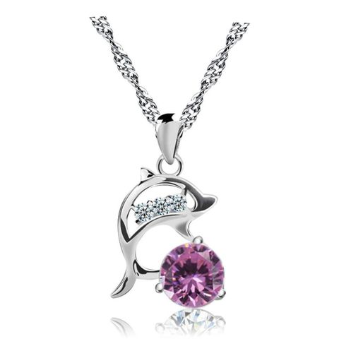 Simple Style Classic Style Dolphin Metal Inlay Zircon Women's Pendant Necklace