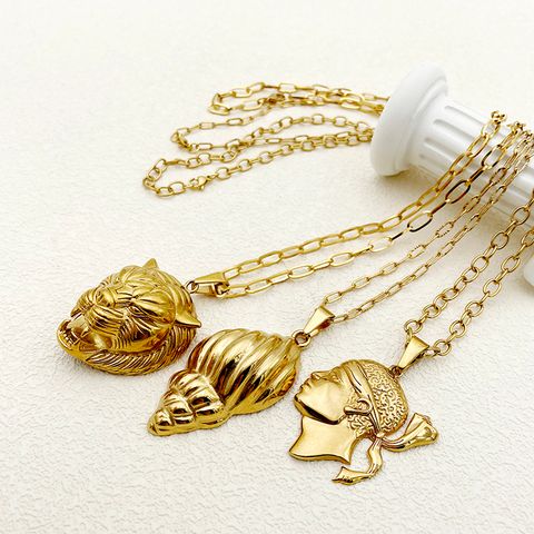 304 Stainless Steel Gold Plated Hip-Hop Punk Streetwear Plating Conch Pendant Necklace