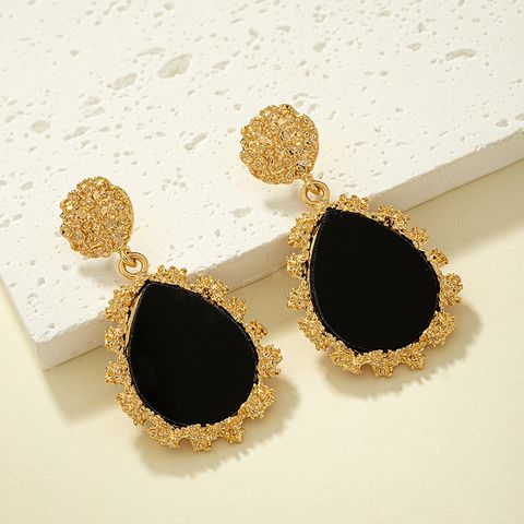 Wholesale Jewelry Vintage Style Geometric Water Droplets Solid Color Alloy Plating Drop Earrings