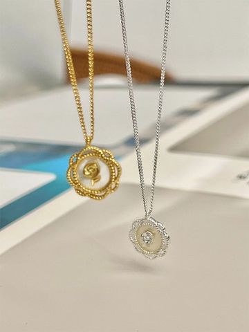 Basic Modern Style Geometric Sterling Silver Pendant Necklace In Bulk